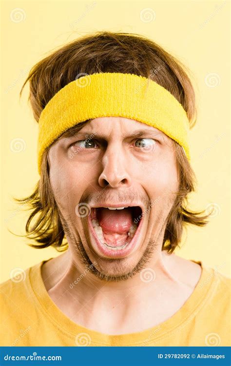 Funny Man Portrait Real People High Definition Yellow Background Stock ...