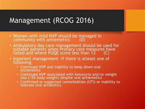 Management of hyperemesis gravidarum rcog 2016 | PPT