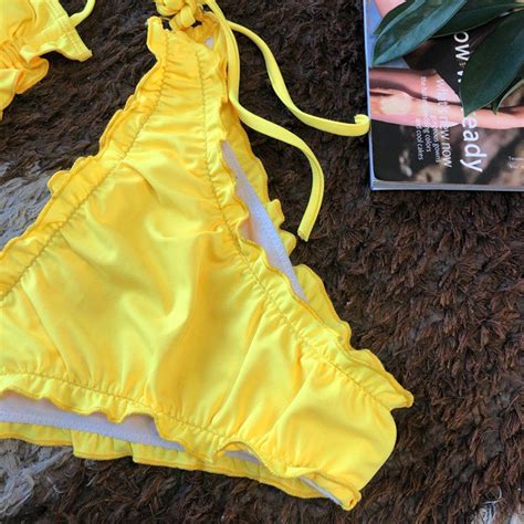 New Arrive Sexy Swimwear Custom Made Bikini Frill Trim Triangle