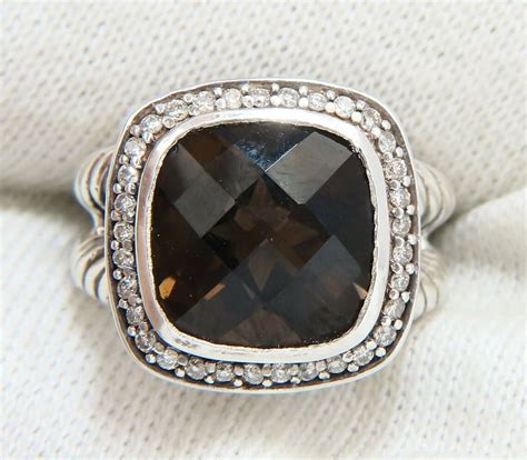 Natural Smokey Topaz Diamonds Ring Silver 925 Etsy