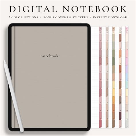 Digitales Notizbuch GoodNotes Notizbuch Notizbuch Mit Tabs Portrait