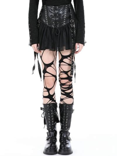 Black Gothic Punk Rebel Pu Mesh Splicing Mini Skirt Devilnight Co Uk