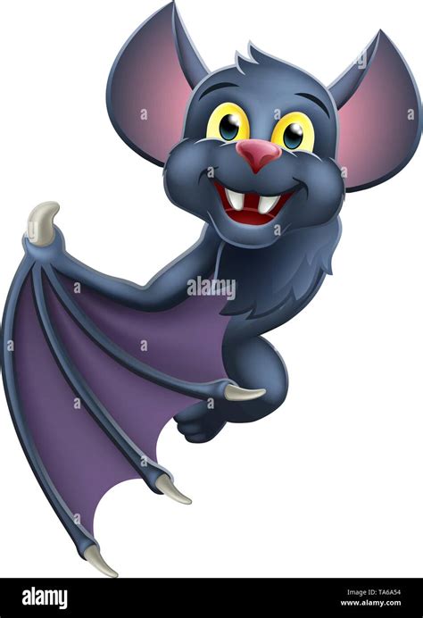 Halloween Vampire Bat Cartoon Character Sign Stock Vector Image & Art - Alamy