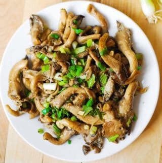 Oyster Mushrooms Garlic And Green Onions Saute Paleo Gluten Free