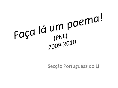 Faça Lá Um Poema 2010 Ppt