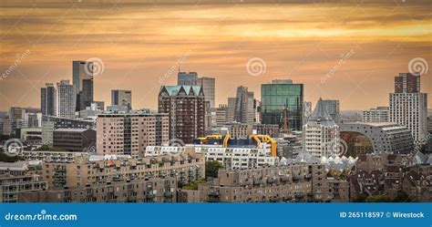 Skyline of Rotterdam Cityscape, Netherlands at Sunset Showing the ...