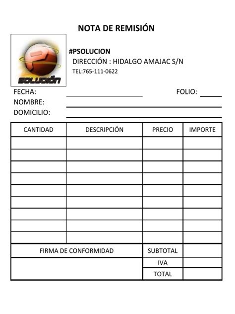 Nota De Remisión Pdf