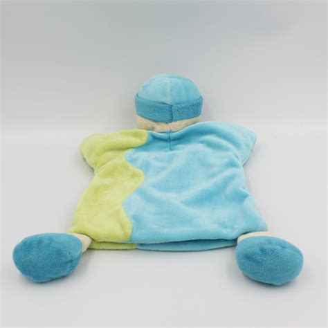 Doudou Plat Marionnette Gar On Lutin Bleu Vert Voiture Baby Luna