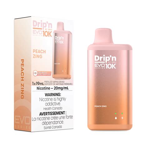 Dripn Evo 10k Peach Zing Disposable Vape 19ml Vapor Shoppe