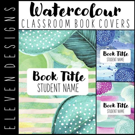 Watercolor Classroom Book Covers With Different Patterns And Colors