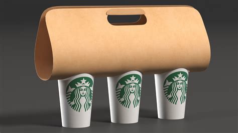 Kraft Paper Holder With Three Coffee Cups 3d Model 29 3ds Blend