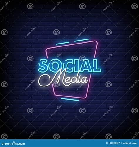 Social Media Neon Signs Style Text Vector Stock Vector Illustration