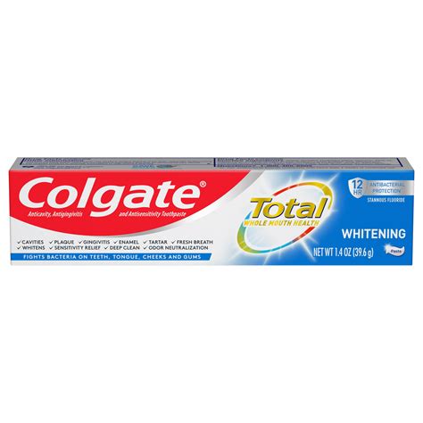 Colgate Total Whitening Toothpaste Mint Travel Size 1 4 Oz Walmart