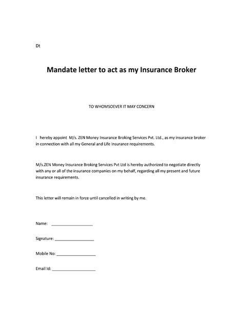 Mandate Letter Sample Fill Online Printable Fillable Blank Pdffiller