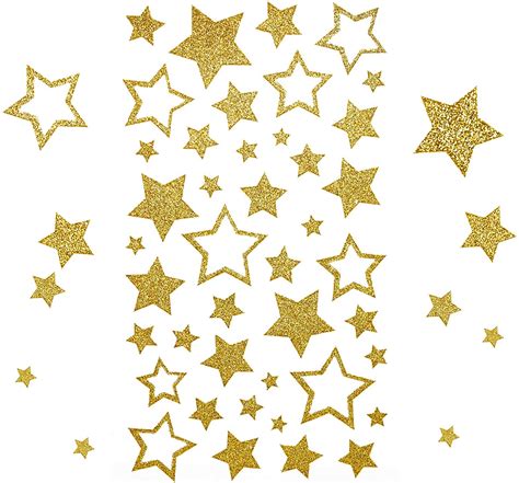 Moncolis 5 Sheets Glitter Gold Star Stickers Self Adhesive Assorted