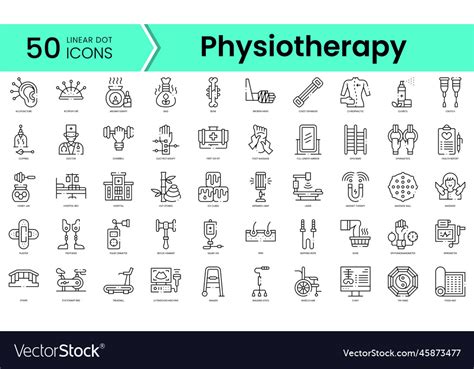 Set Of Physiotherapy Icons Line Art Style Vector Image