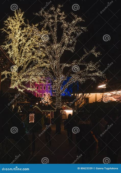 Christmas Lights in Amusement Park Liseberg, Gothenbur, Sweden Stock ...