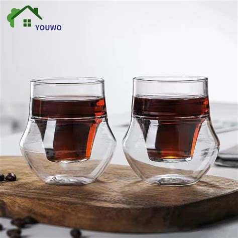 120ml yaratıcı çift katmanlı cam bardak asılı kulak Espresso kahve