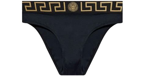 Versace Greca Print Bikini Bottoms In Blue Lyst