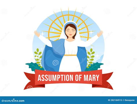 Assumption Of Mary Vector Illustration With Feast Of The Blessed Virgin