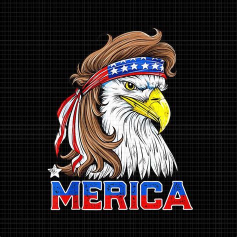 Merica Eagle Mullet 4th Of July American Flag USA Png Merica Eagle Png