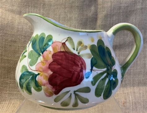 Vintage Secla Pottery Hand Painted Pitcher Floral Portugal EBay