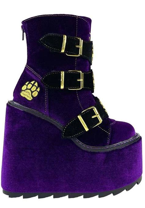 Yru Dune Lo Clawdeen Purple Velvet Platform Boots Buy Online Australia