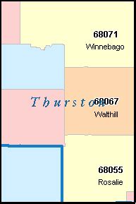 THURSTON County, Nebraska Digital ZIP Code Map