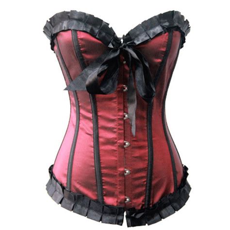 Retro Vintage Sweetheart Satin Bowknot Trim Overbust Corset