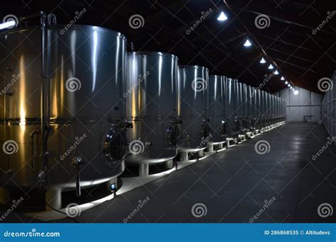 Row Of Cryonic Storage Tanks In A Dimly Lit Facility Stock Illustration Illustration Of