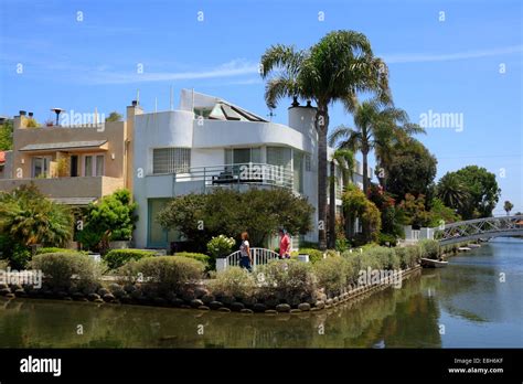 Canal with houses at Venice Beach, Los Angeles, California, USA Stock ...