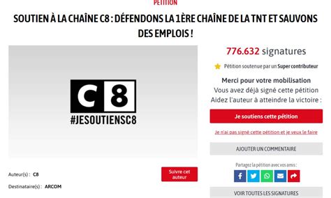 Je Soutiens C8 La Pétition En Ligne Pour Sauver La Chaîne 21eme Siècle