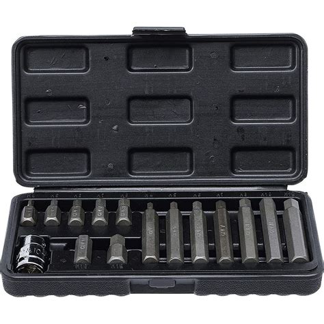 COFFRET De 14 EMBOUTS 6 PANS ALLEN BTR COURTS ET LONGS CARRE ADAPTATEUR