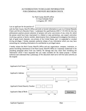 Fillable Online Wsd Dli Mt Authorization To Release Information For