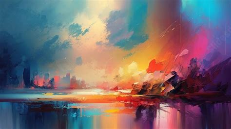 Abstract Colorful Landscape Illustration Powerpoint Background For Free