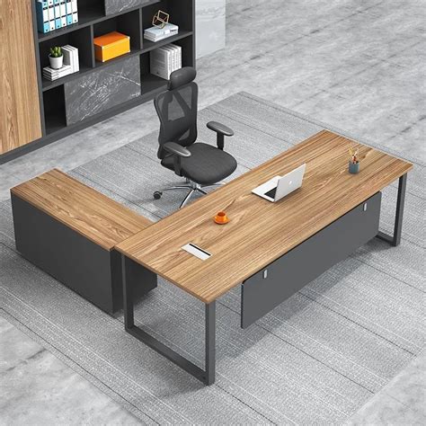 Modern L Shaped Office Furniture Boss Ceo Manager Desk Executive Wooden