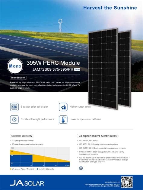 JA Solar Panel Datasheet | PDF | Photovoltaics | Solar Panel