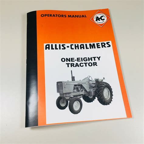 Allis Chalmers 180 Tractor Owners Operators Manual One-Eighty ...