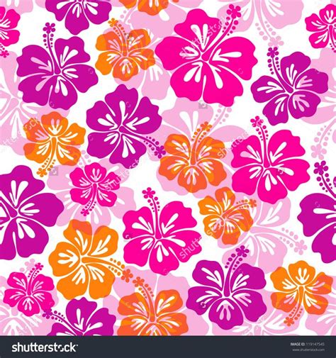 Stock Vector Seamless Pattern With Hibiscus Flower Seamless Hibiscus