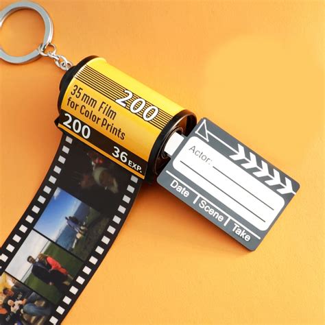 Customized Text Photo Film Memory Gifts Photo Keychain Custom Roll Film