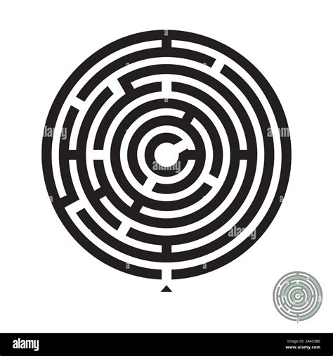 Circular Maze And Solution Path To The Center Vector Illustration Stock