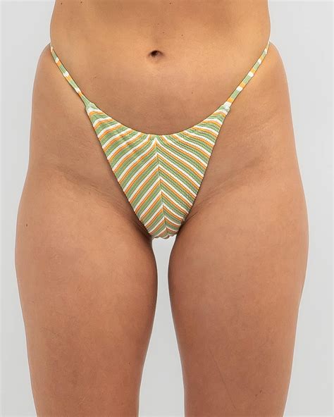 Shop Rhythm Sunbather Stripe String Bikini Bottom In Green Fast