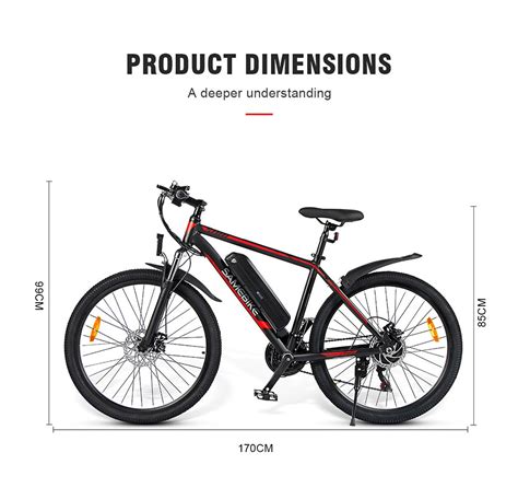 SAMEBIKE SY26 Electric Bike 26 Inch 350W Motor 35km H 36V 10Ah Black