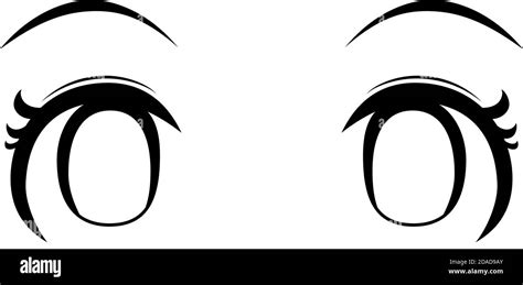 This Is A Illustration Of Monochrome Cute Anime Style Eyes With Normal