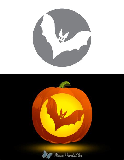 Printable Bat And Full Moon Pumpkin Stencil