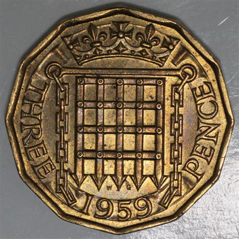 1955 Elizabeth Ii Threepence B69