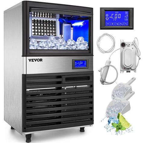 VEVOR 39 Lb Bin Stainless Steel Freestanding Ice Maker Machine With