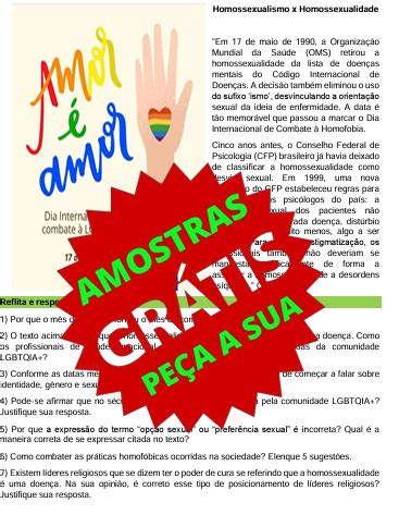 Kit De Combate A Homofobia - Atividade combate à Homofobia - História Lúdica