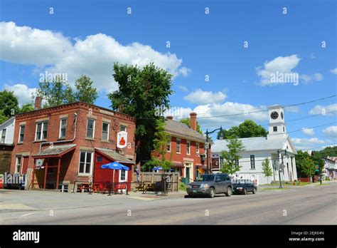 Main Street in the historic town of Johnson, Vermont VT, USA Stock ...