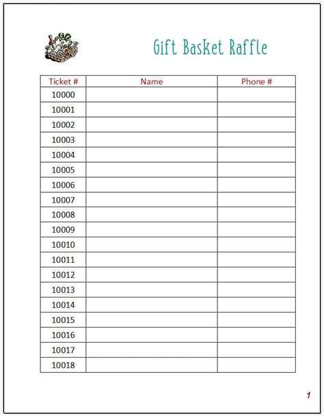 Basket Raffle Ticket Spreadsheet For Fundraiser Ticket Auction Ticket